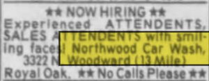 Northwood Car Wash - Mar 1993 Ad With Old Address